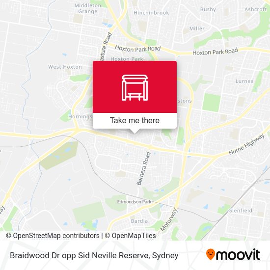 Braidwood Dr opp Sid Neville Reserve map