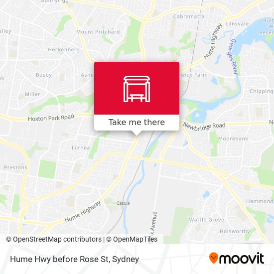 Hume Hwy before Rose St map