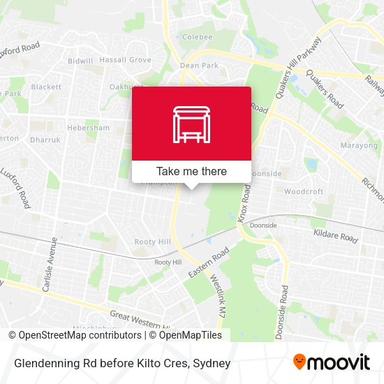 Glendenning Rd before Kilto Cres map