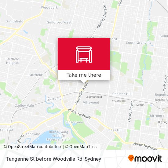 Tangerine St before Woodville Rd map