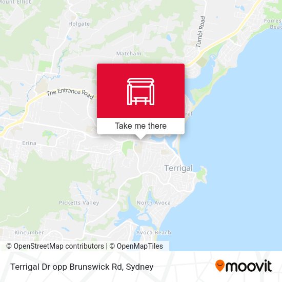 Terrigal Dr opp Brunswick Rd map