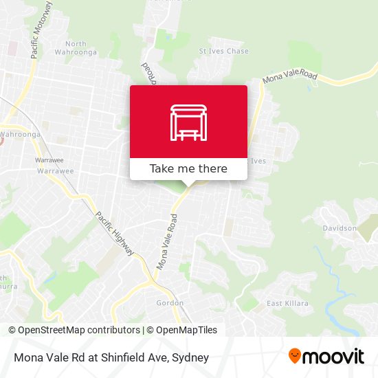 Mona Vale Rd at Shinfield Ave map