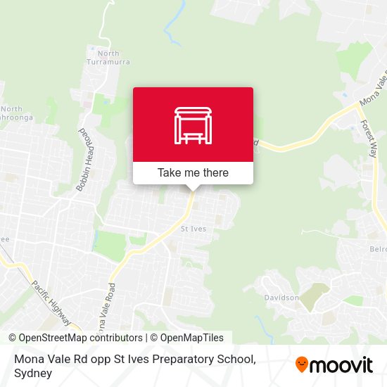Mona Vale Rd opp St Ives Preparatory School map