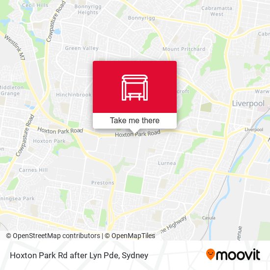 Hoxton Park Rd after Lyn Pde map