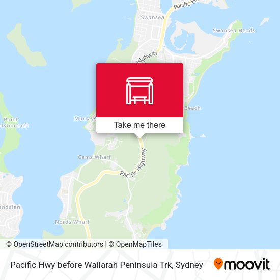 Pacific Hwy before Wallarah Peninsula Trk map