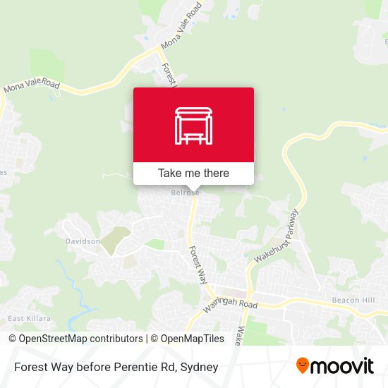 Forest Way before Perentie Rd map