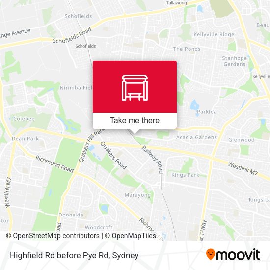 Highfield Rd before Pye Rd map