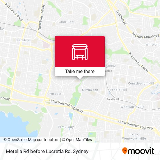 Metella Rd before Lucretia Rd map