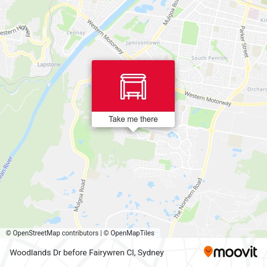 Woodlands Dr before Fairywren Cl map