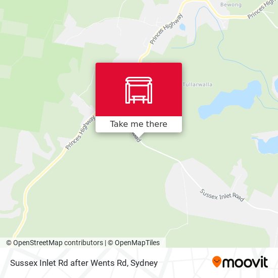 Sussex Inlet Rd after Wents Rd map