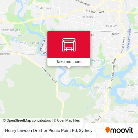 Henry Lawson Dr after Picnic Point Rd map