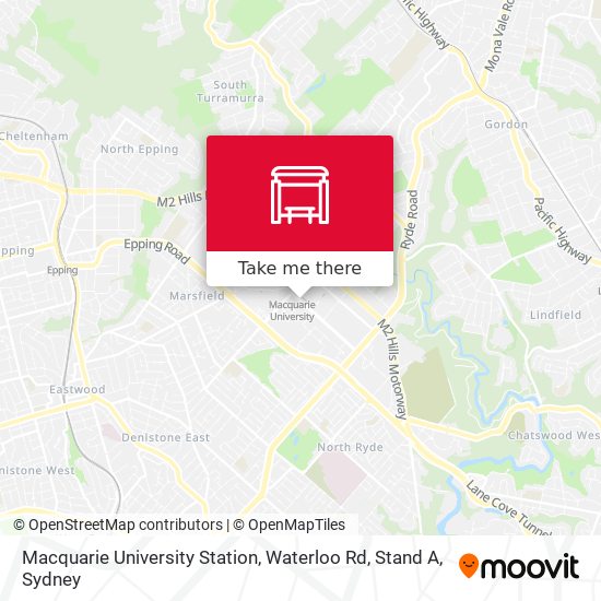 Mapa Macquarie University Station, Waterloo Rd, Stand A