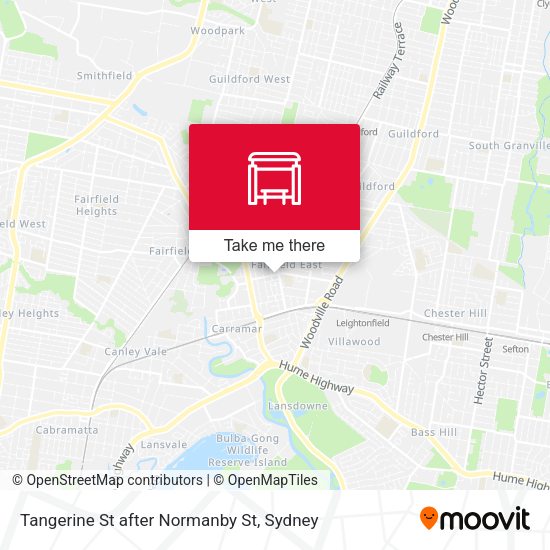 Tangerine St after Normanby St map