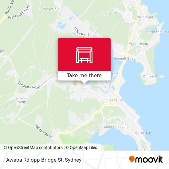 Awaba Rd opp Bridge St map