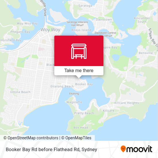 Booker Bay Rd before Flathead Rd map