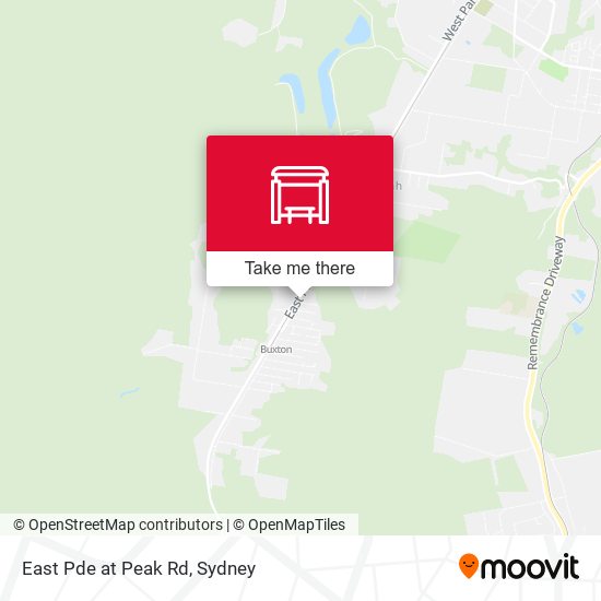 East Pde at Peak Rd map