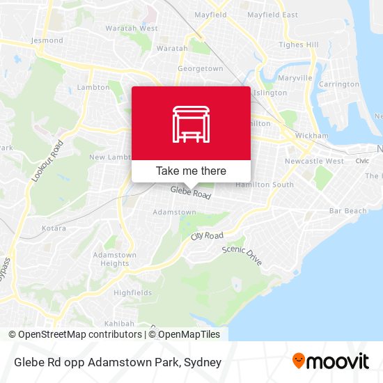 Glebe Rd opp Adamstown Park map