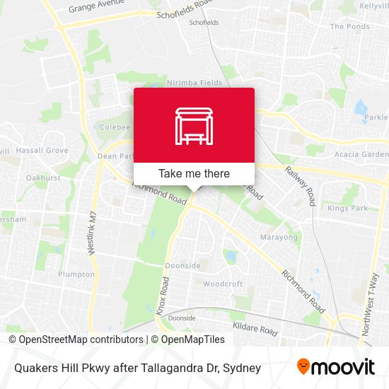 Quakers Hill Pkwy after Tallagandra Dr map