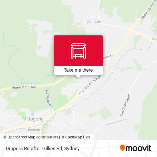 Drapers Rd after Gillies Rd map