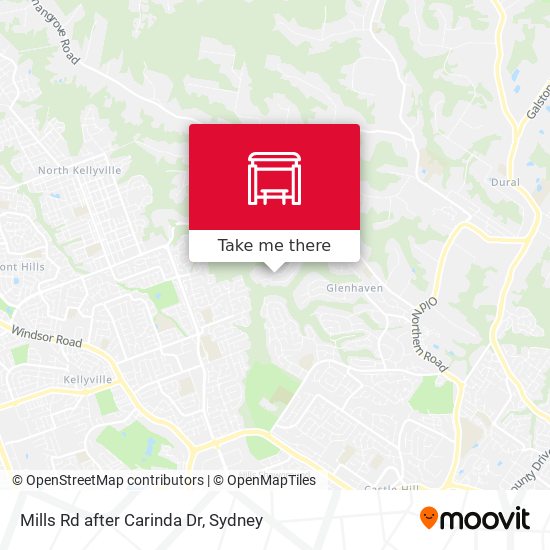 Mills Rd after Carinda Dr map