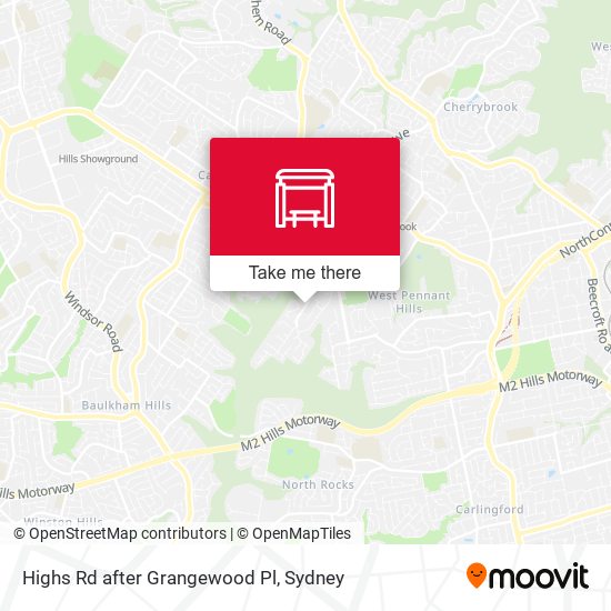Highs Rd after Grangewood Pl map