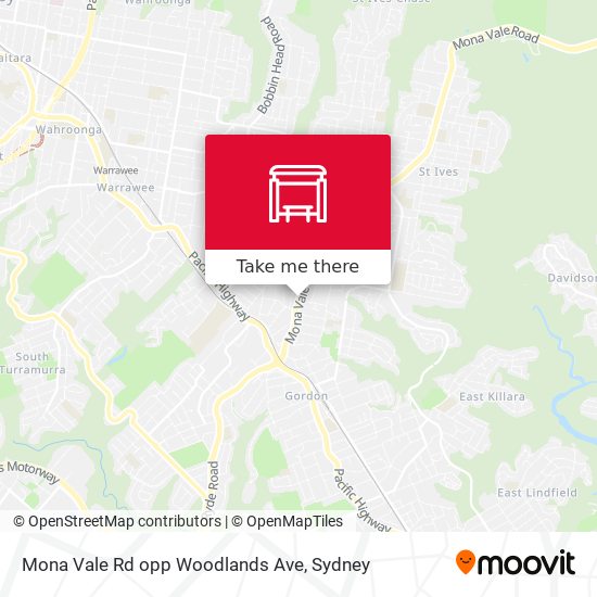 Mona Vale Rd opp Woodlands Ave map