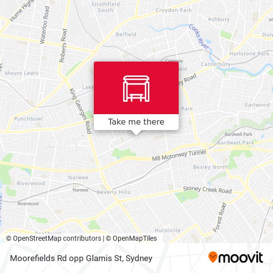 Moorefields Rd opp Glamis St map