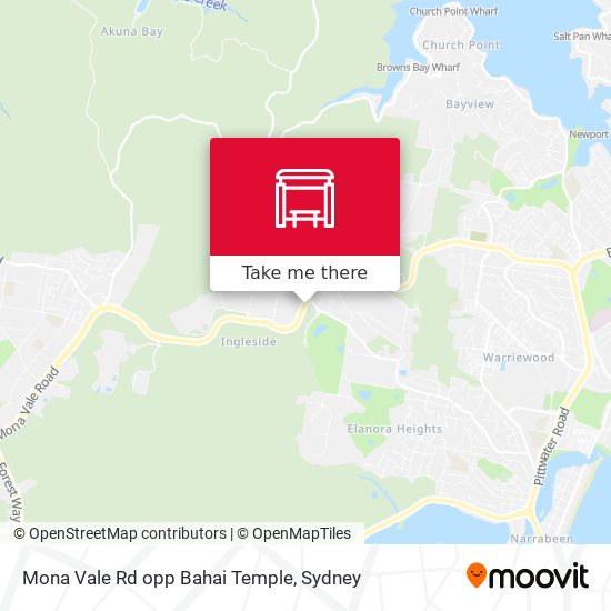Mona Vale Rd opp Bahai Temple map