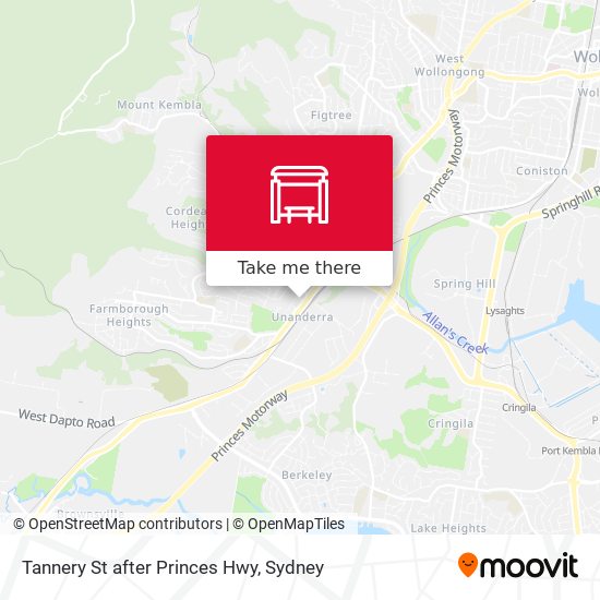 Tannery St after Princes Hwy map