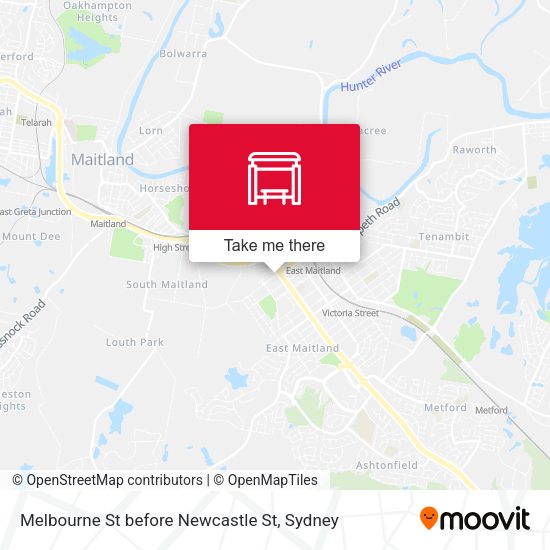 Melbourne St before Newcastle St map