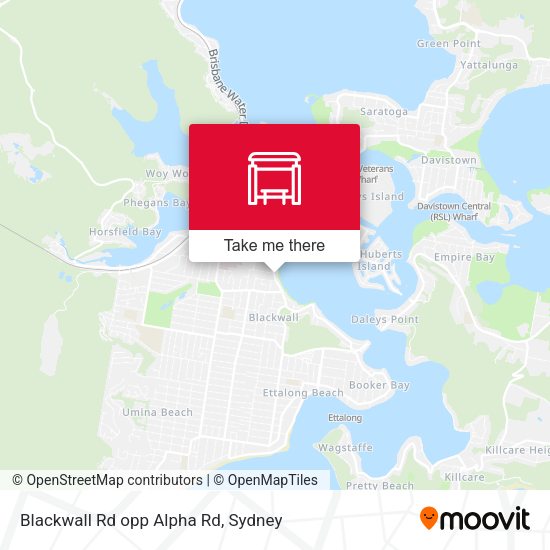 Blackwall Rd opp Alpha Rd map