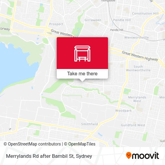 Merrylands Rd after Bambil St map