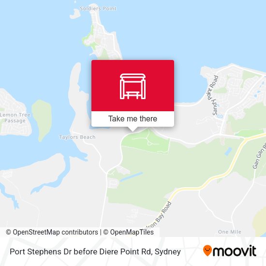 Port Stephens Dr before Diere Point Rd map