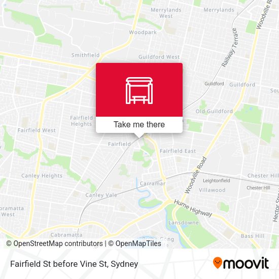 Fairfield St before Vine St map