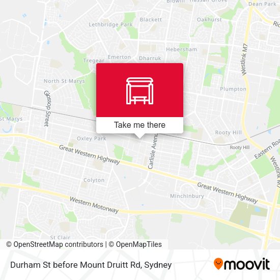 Durham St before Mount Druitt Rd map