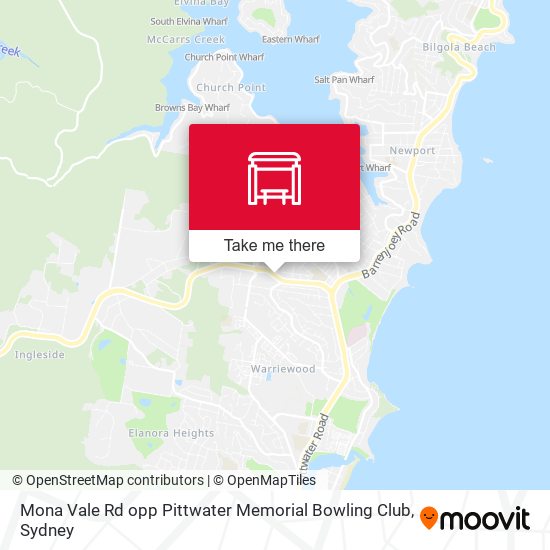 Mona Vale Rd opp Pittwater Memorial Bowling Club map