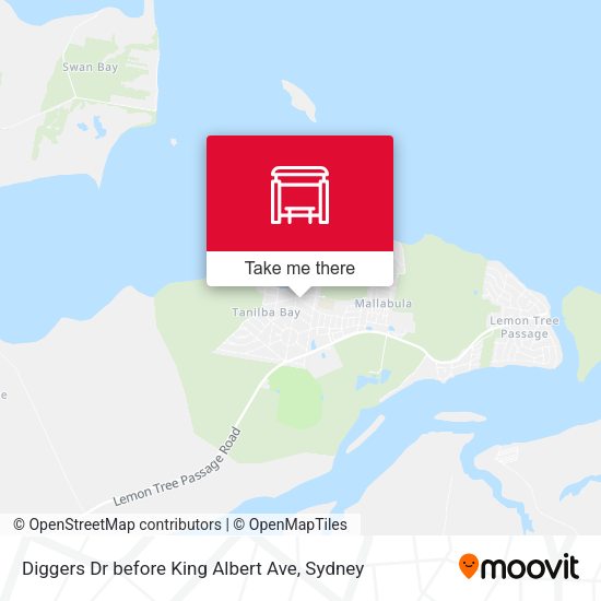 Diggers Dr before King Albert Ave map