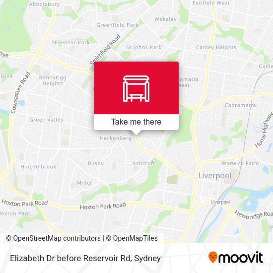 Elizabeth Dr before Reservoir Rd map