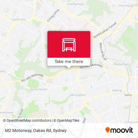 M2 Motorway, Oakes Rd map