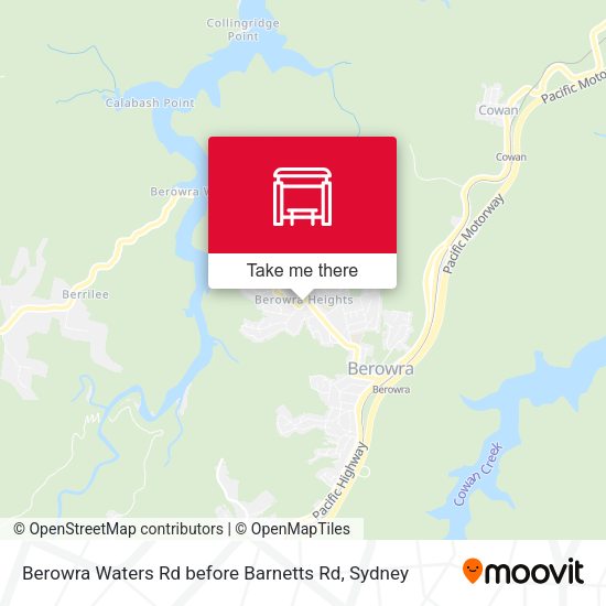 Berowra Waters Rd before Barnetts Rd map