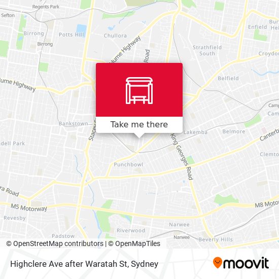 Highclere Ave after Waratah St map
