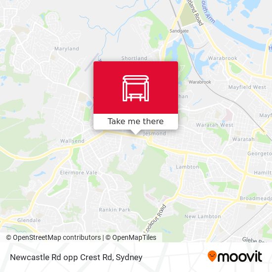 Newcastle Rd opp Crest Rd map