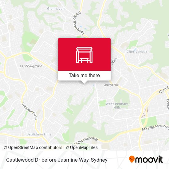 Castlewood Dr before Jasmine Way map