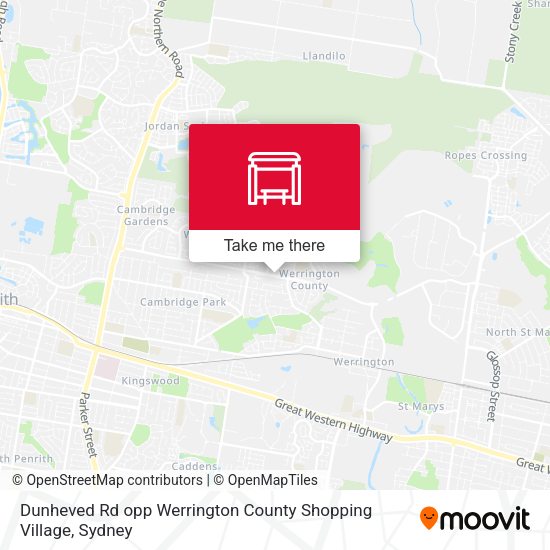 Dunheved Rd opp Werrington County Shopping Village map