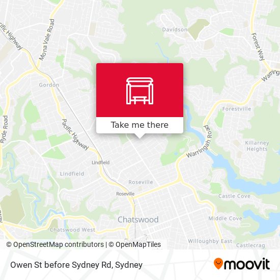 Mapa Owen St before Sydney Rd