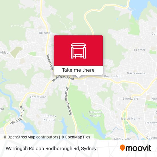 Mapa Warringah Rd opp Rodborough Rd