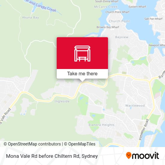 Mona Vale Rd before Chiltern Rd map