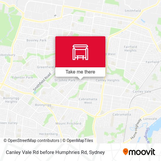 Canley Vale Rd before Humphries Rd map