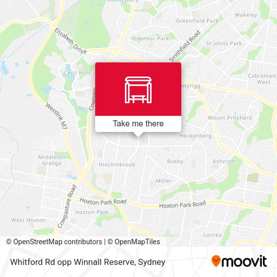 Whitford Rd opp Winnall Reserve map