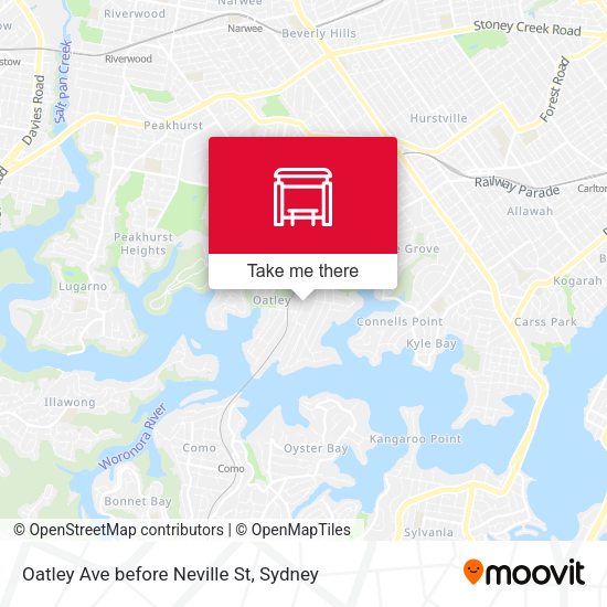 Oatley Ave before Neville St map